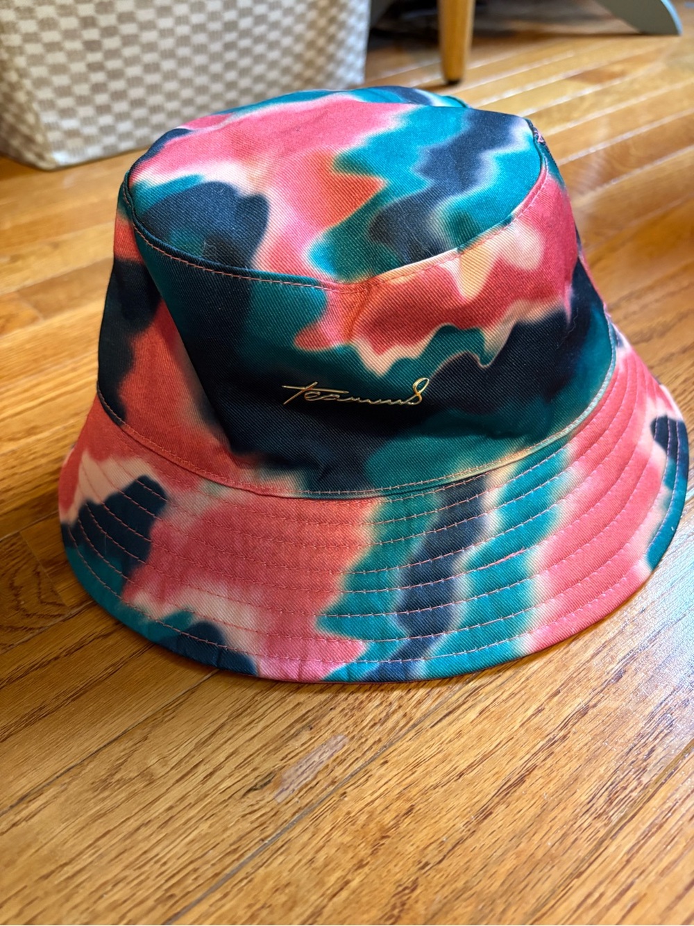 Teamm8 Reverseable Men’s Tie-Dye Bucket Hat with Script Logo - Pink & Teal
